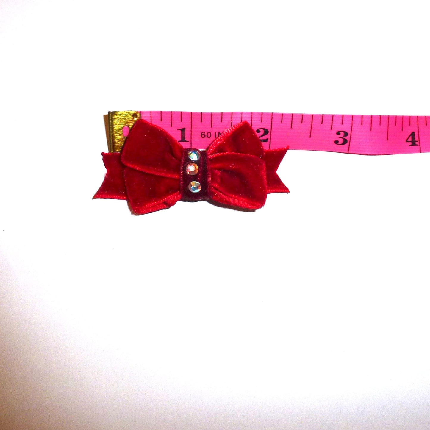 Puppy bows red velvet dog hair bow with ab rhinestones barrette or latex bands