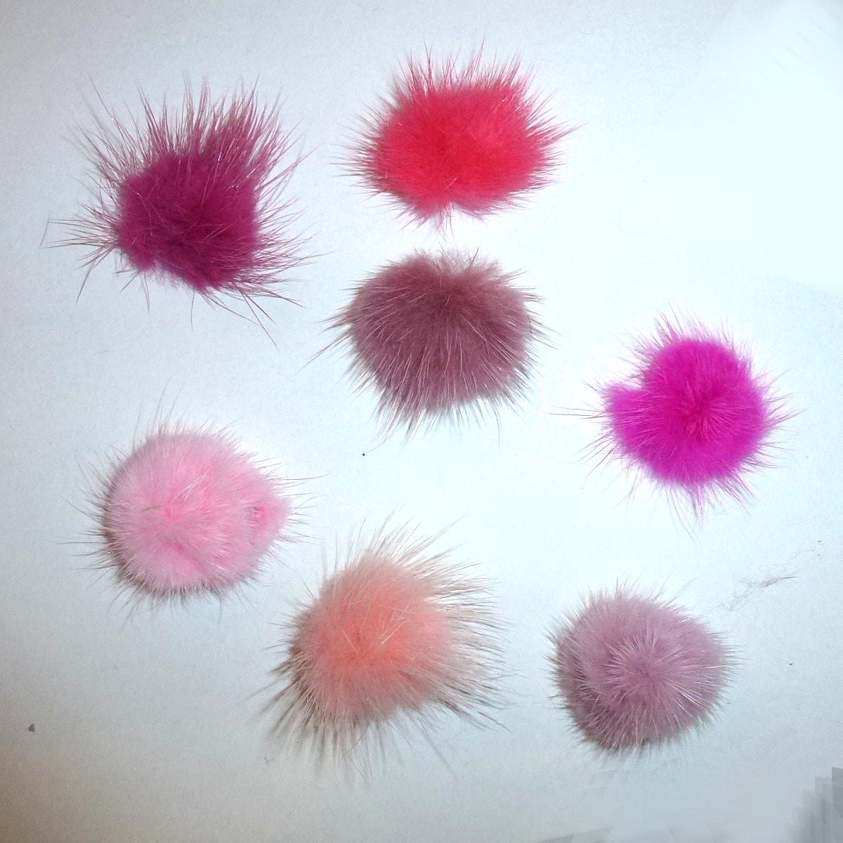 Puppy bows pairs tiny 1" fuzzy feather fur marabou ball puffs  pet dog hair bow