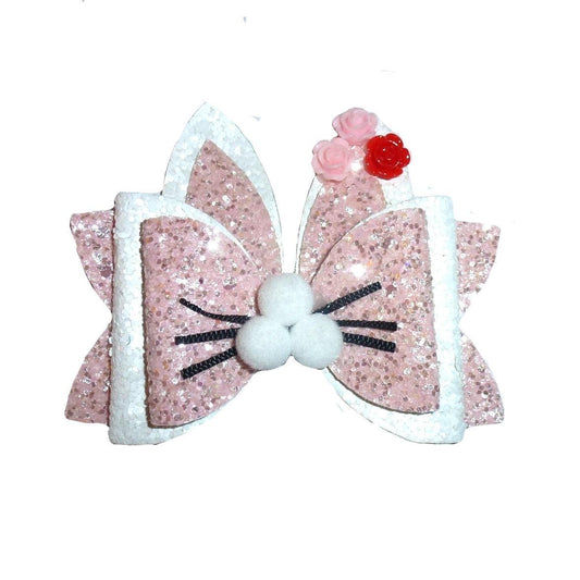 Easter bunny rabbit fluffy nose whiskers dog collar slide accessory  hair bows barrettes or bands (fb154)