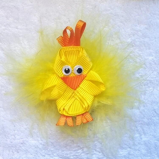 Puppy bows ~ easter feather fuzzy chick dog collar slide accessory attachment hair barrette (fb82b)