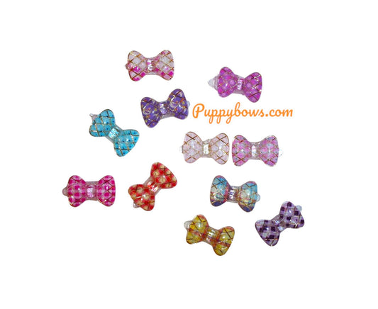 Puppy bows 10/25 pcs small bowknot plastic barrette clip dog grooming bow