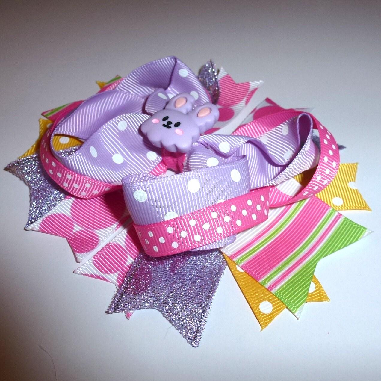 Puppy bows ~ easter purple cloud bunny rabbit dog collar slide flower barrette hair accessory  ~usa seller (dc36)
