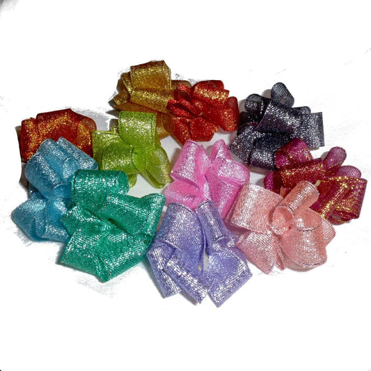 Puppy bows ~ glitter party puffs dog grooming bows