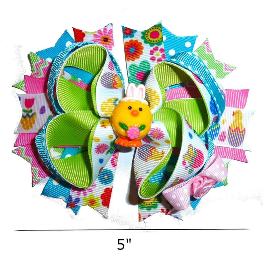Puppy bows ~ easter chick wearing bunny ears dog collar slide flower barrette hair accessory  ~usa seller (dc34)