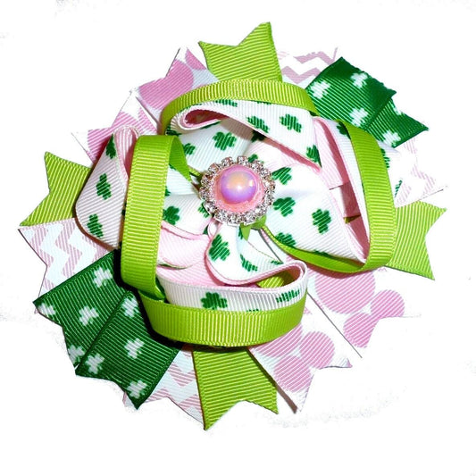 Puppy bows ~ pink green pearl st. patrick's day  dog bow  collar slide decoration  ~usa seller (dc3)