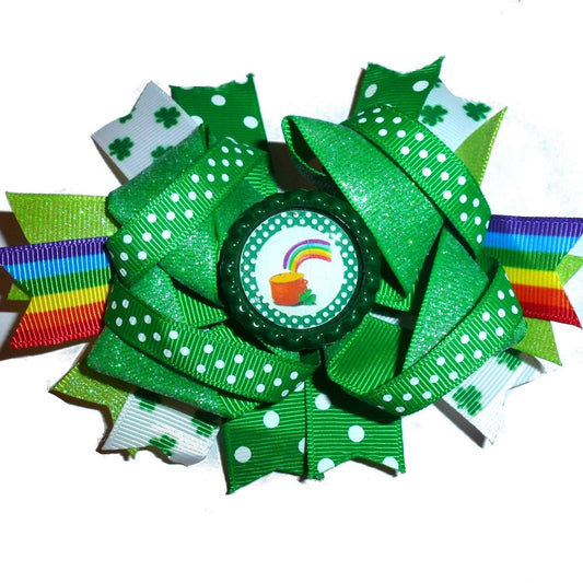 Puppy bows ~ rainbow gold st. patrick's day  dog bow  collar slide decoration  ~usa seller (dc2)