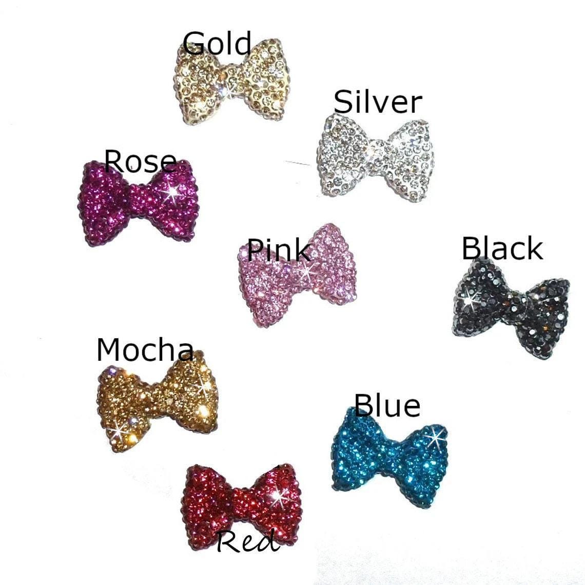 Puppy bows ~ tiny 3/4" rhinestone bowknot dog bow pet hair clip topknot barrette