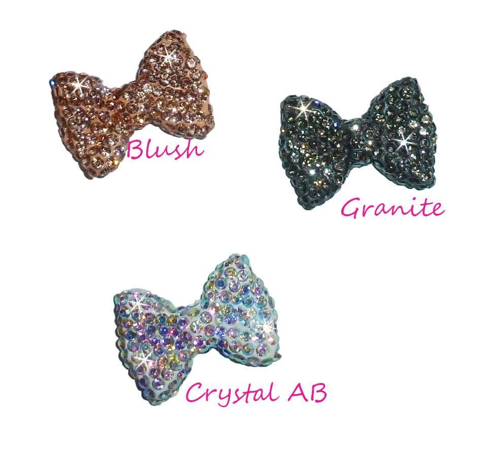 Puppy bows ~ tiny 3/4" rhinestone bowknot dog bow pet hair clip topknot barrette