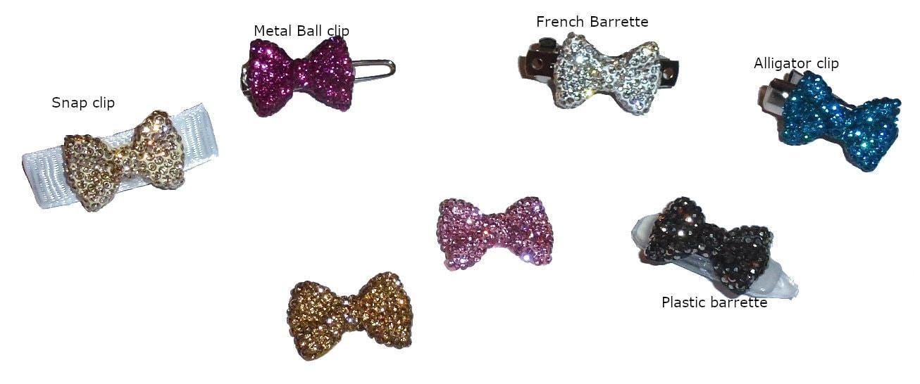 Puppy bows ~ tiny 3/4" rhinestone bowknot dog bow pet hair clip topknot barrette