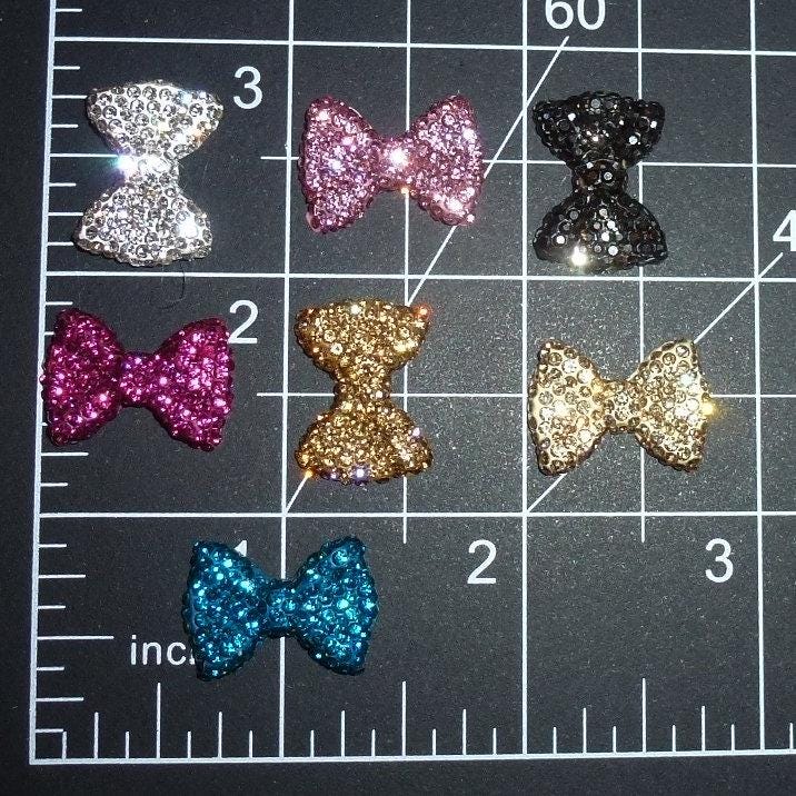 Puppy bows ~ tiny 3/4" rhinestone bowknot dog bow pet hair clip topknot barrette