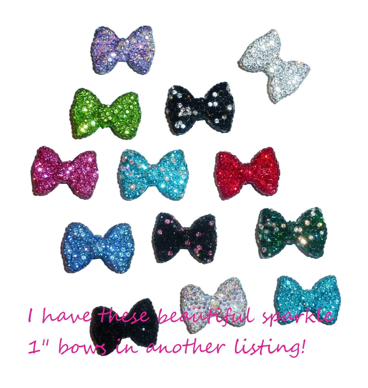 Puppy bows ~ tiny 3/4" rhinestone bowknot dog bow pet hair clip topknot barrette