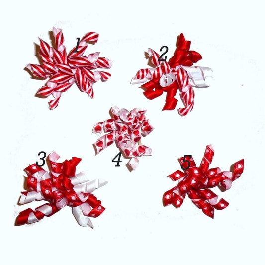 Puppy bows ~ red white dog hair bow or collar slide accessory red/white korker hearts pet bow barrette