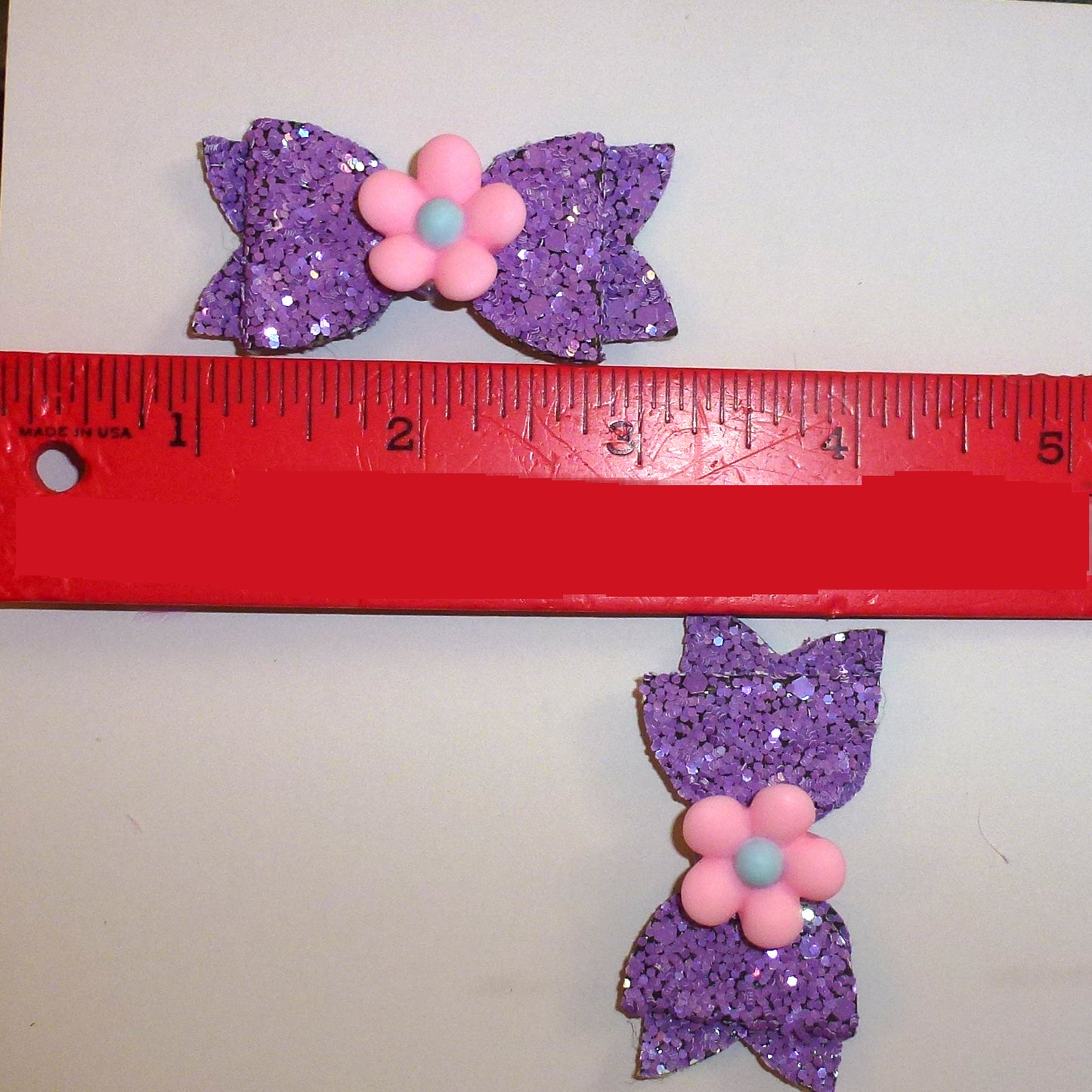 Puppy Bows ~ dog hair grooming bow purple glitter pink flowers x2! pet bows
