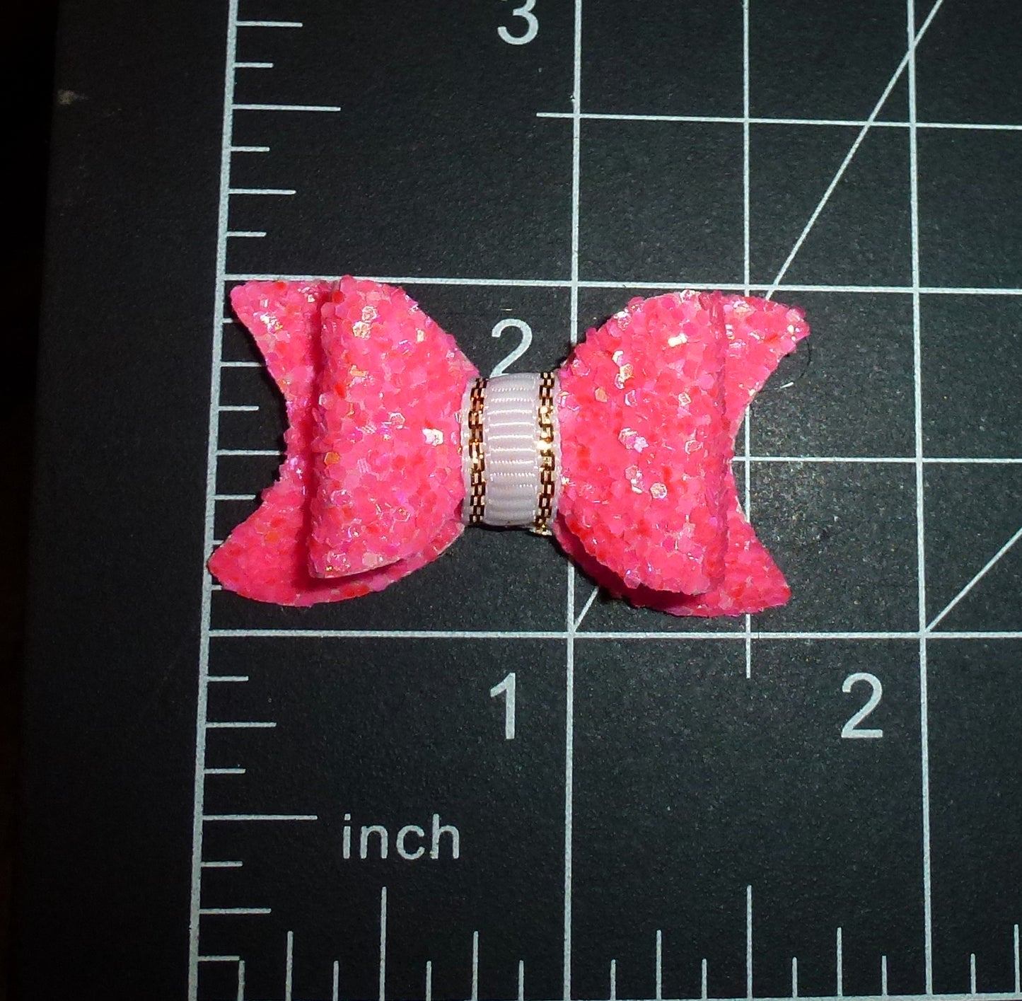 Puppy Bows ~ Neon Pink Glitter Small 1.5" Dog Pet Hair Grooming Bow