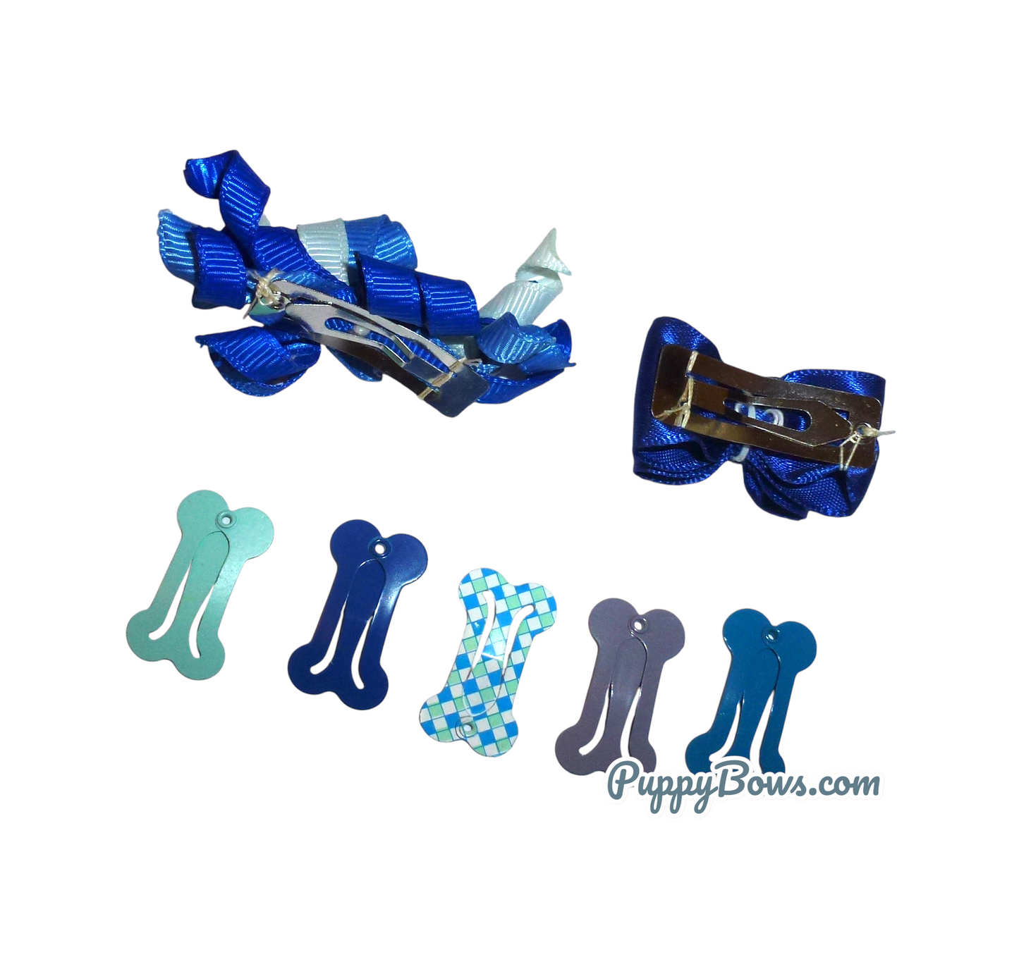 Puppy Bows for boys 7pcs Dog hair bow set with snap barrette clips