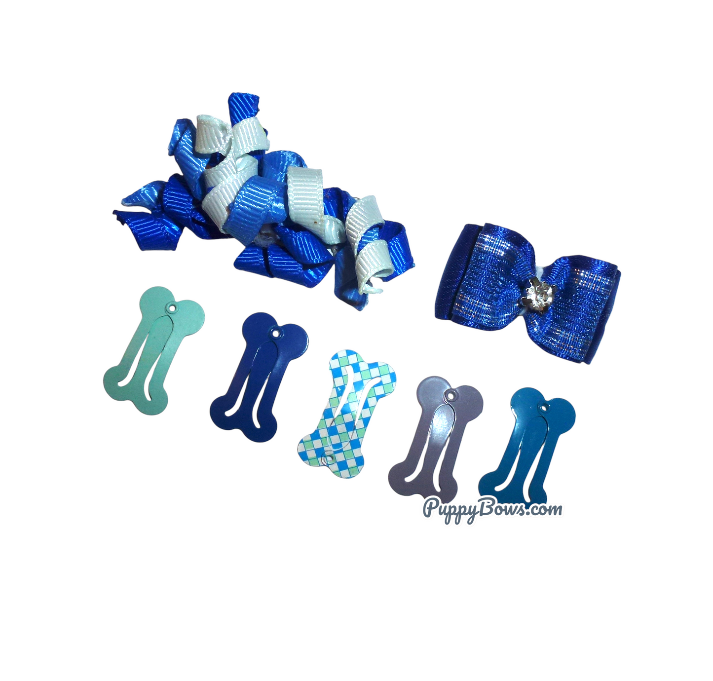 Puppy Bows for boys 7pcs Dog hair bow set with snap barrette clips