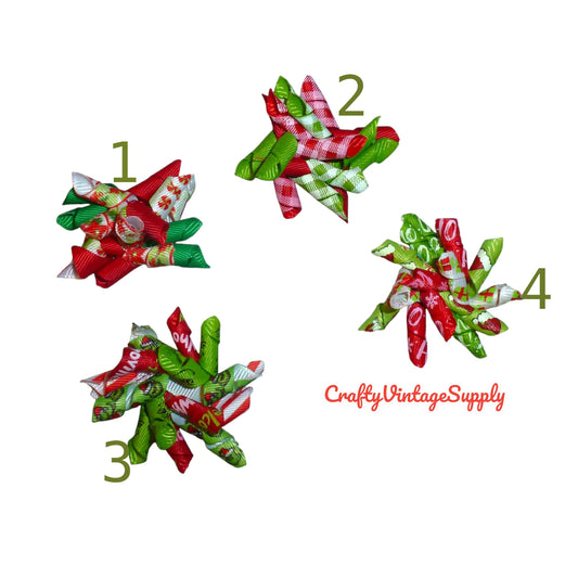 YOU CHOOSE dog hair pet grooming bows curly korker Christmas bands or clip bow