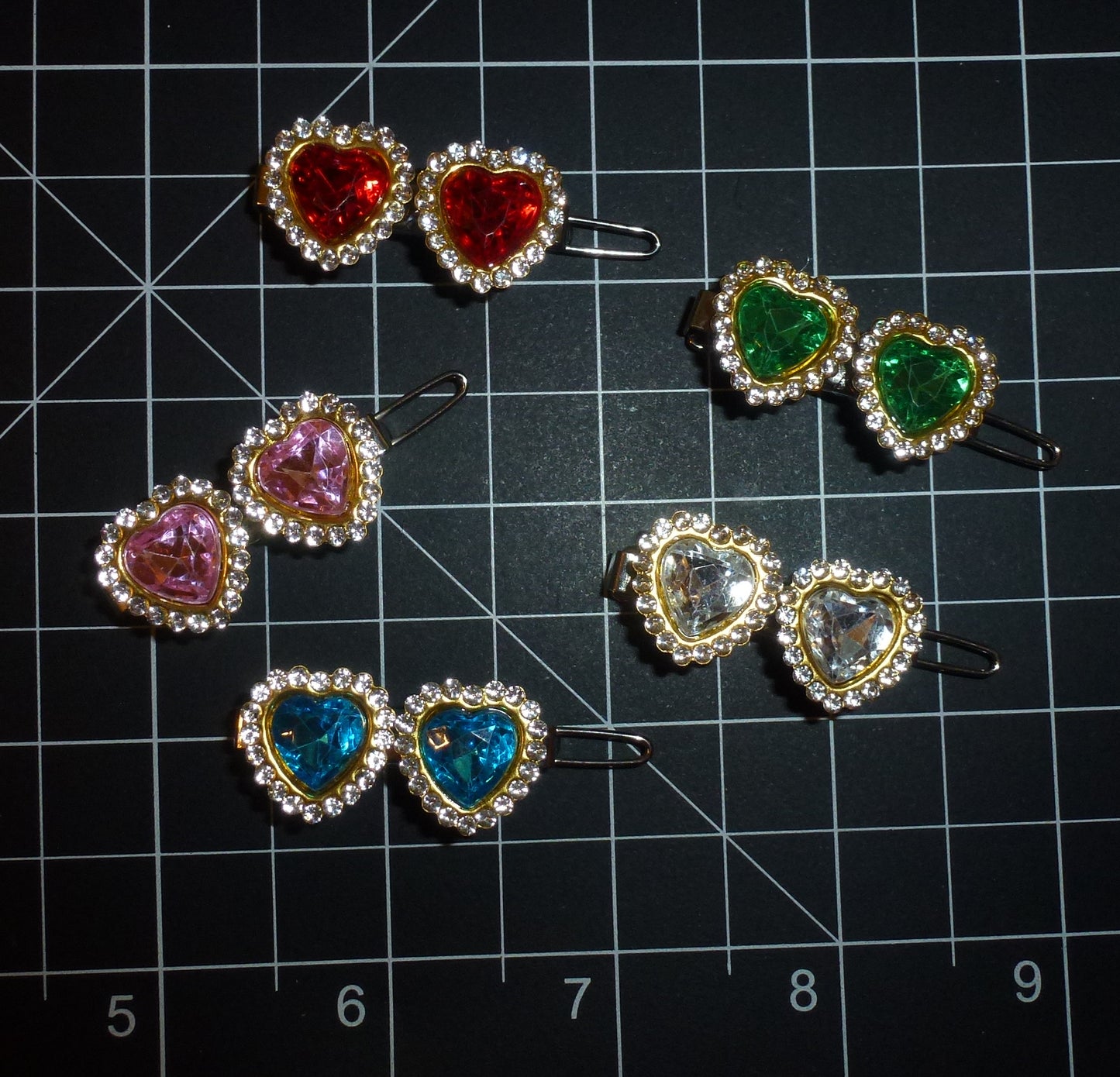 Two for $10  small  heart shape handmade rhinestone  hair clip  barrette