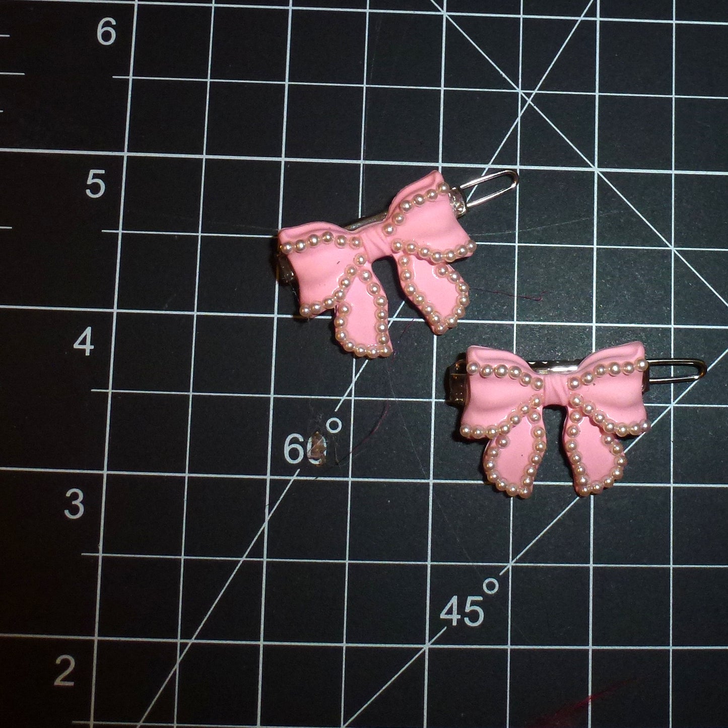 Two for $10  small  pink pearl bowknot handmade  hair clip  barrette