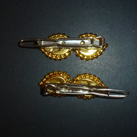 Two for $10  teardrop feather look rhinestone handmade  hair clip  barrette