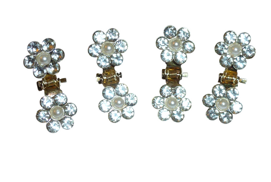 4pcs Crystal Rhinestone and Pearl Jaw Claw Clips 30mm Hair Grooming Tools