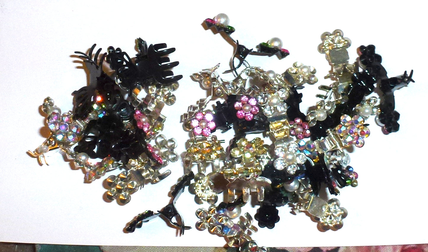 15pcs assorted Rhinestone Pearl Jaw Claw Clips 22mm Hair Grooming Tools