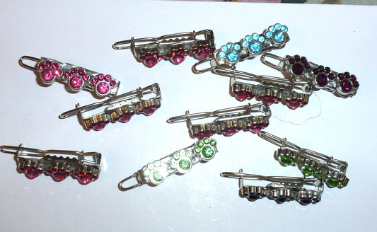 11pcs Rhinestone Paw Print Hinge Barrette Clips 30mm Hair Grooming Tools