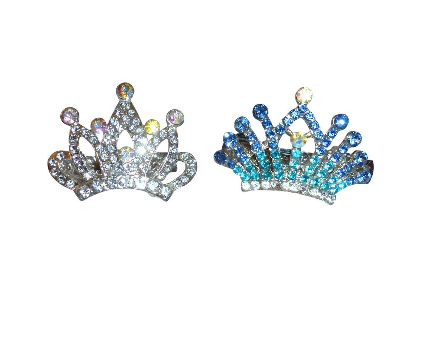 Puppy bows July sale rhinestone tiara crown 1 colored 1 silver dog hair bow clip