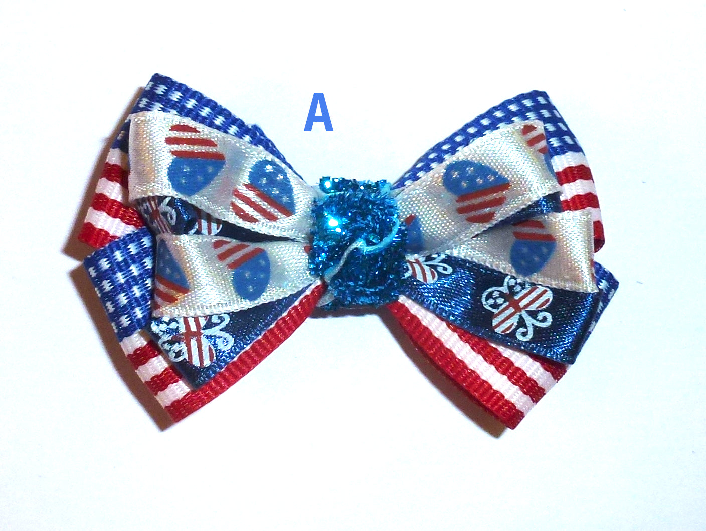 Puppy Bows ~USA Patriotic 4th of July dog bow pet hair clip barrette or bands