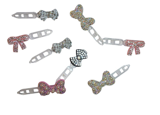 Puppy Bows 7pcs Small Dog Hair Rhinestone Barrette Clips Pink White Grooming