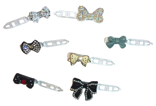Puppy Bows 7pcs Small Dog Hair Rhinestone Barrette Clips Black Silver Grooming