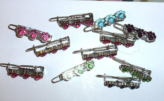 11pcs Rhinestone Paw Print Hinge Barrette Clips 30mm Hair Grooming Tools