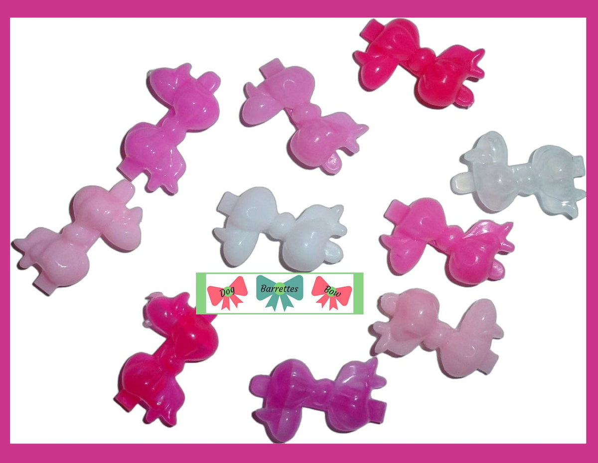 7-10pcs Plastic Vintage Bows for Dogs Hinge Barrette Clips For Dog Hair Grooming