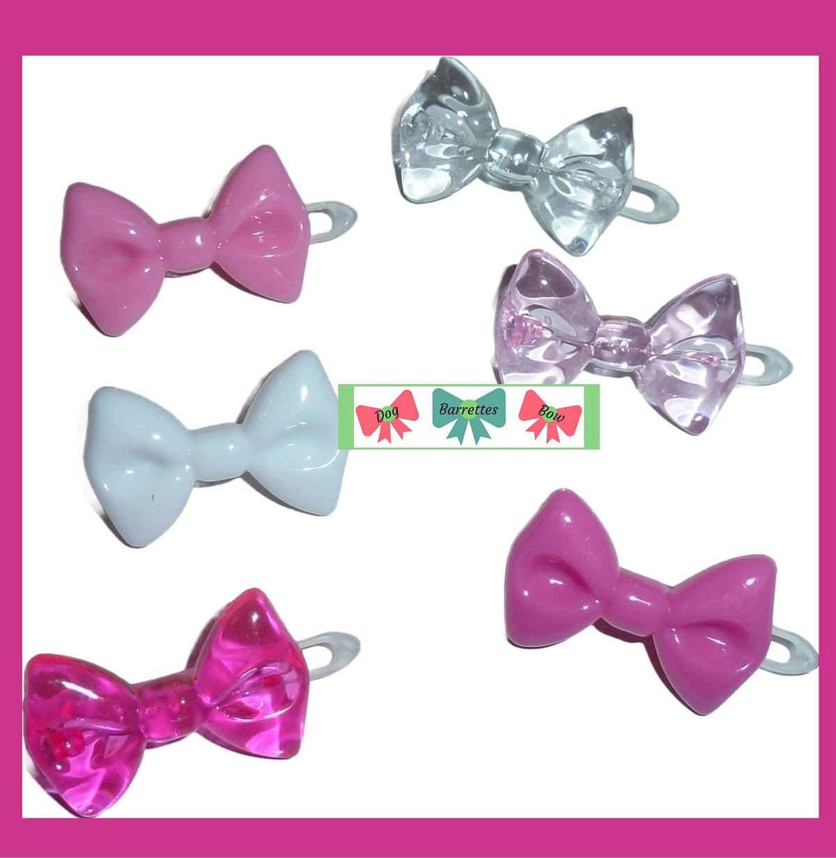 7-10pcs Plastic Vintage Bows for Dogs Hinge Barrette Clips For Dog Hair Grooming