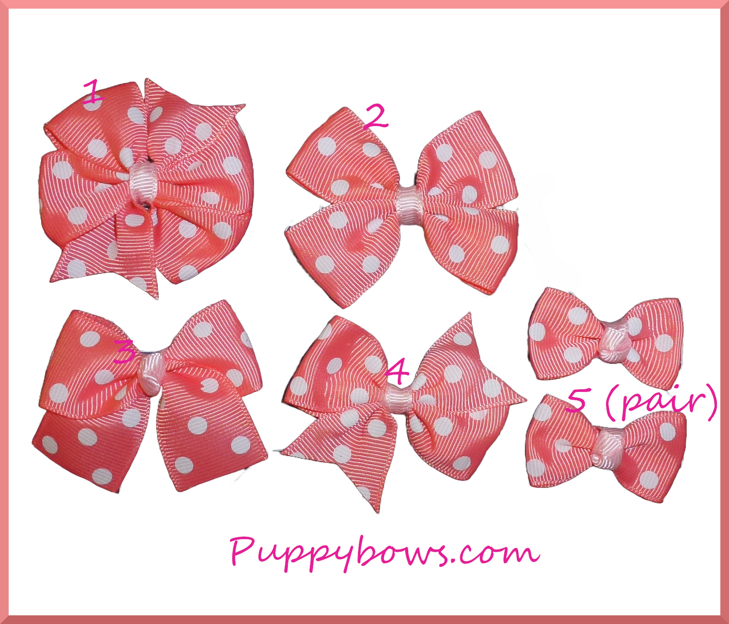 Dog hair bows Watermelon pink latex bands or barrette bow by puppybows.com